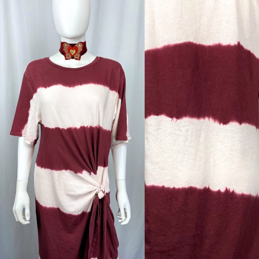 Zara Trafaluc tie dye boho cotton asymmetrical midaxi midi t-shirt dress large
